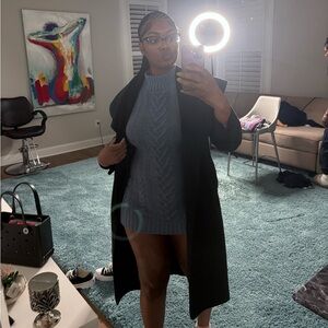 Blue Cable Knit Cowl Neck Sweater Dress (mini)